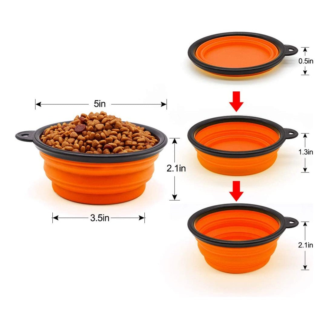 5" Portable and Foldable Small Dog Bowl-Orange set of 5