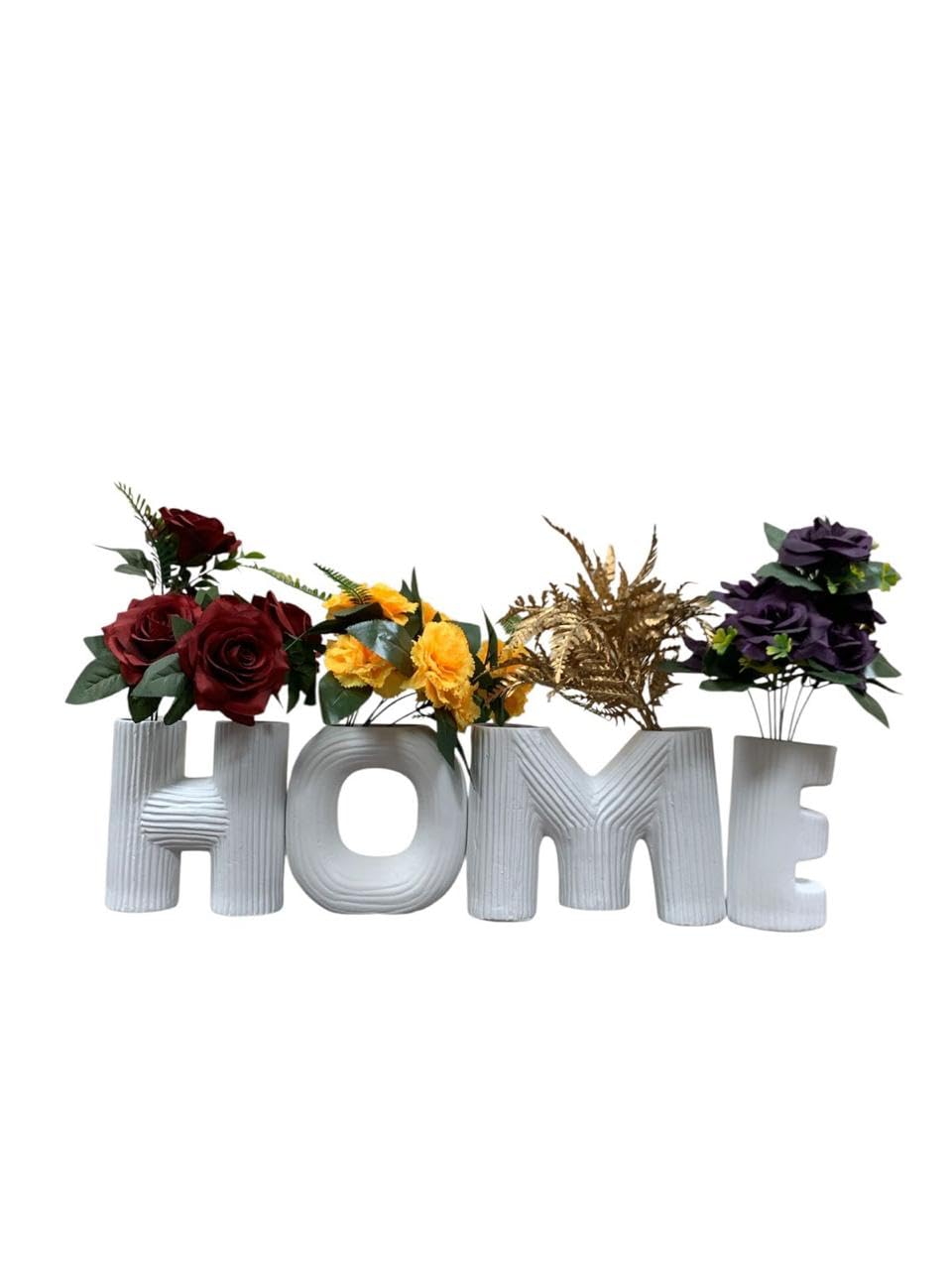 Vibhsa Decorative Home Letter Vases Set, White Ceramic