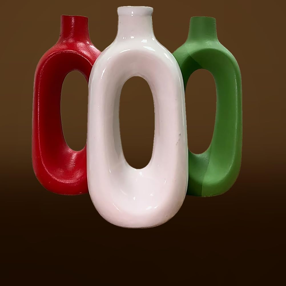 Vibhsa Hollow Handle Ceramic Vase Set of 3