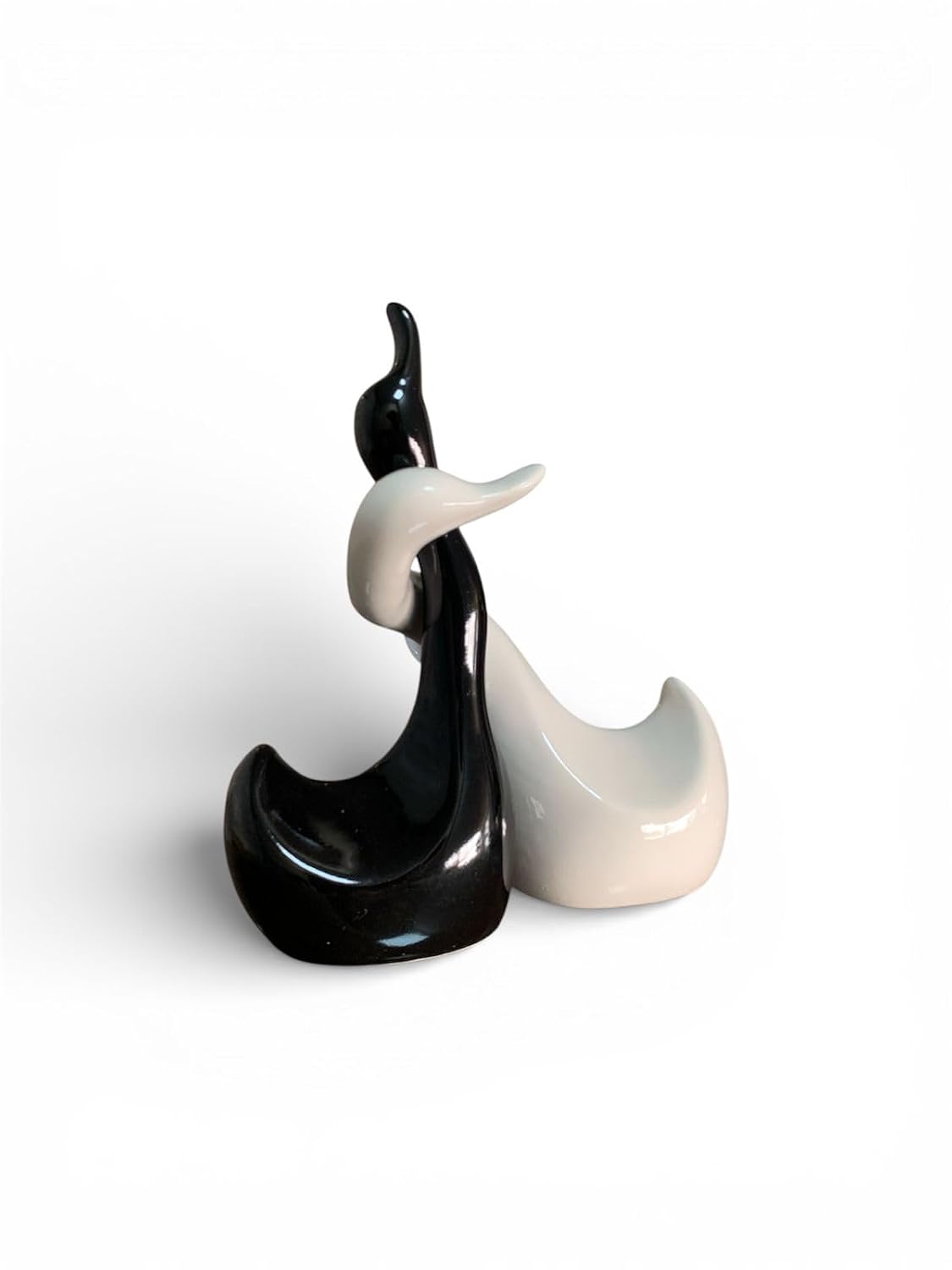 Vibhsa Black & White Ceramic Swan Couple Showpiece