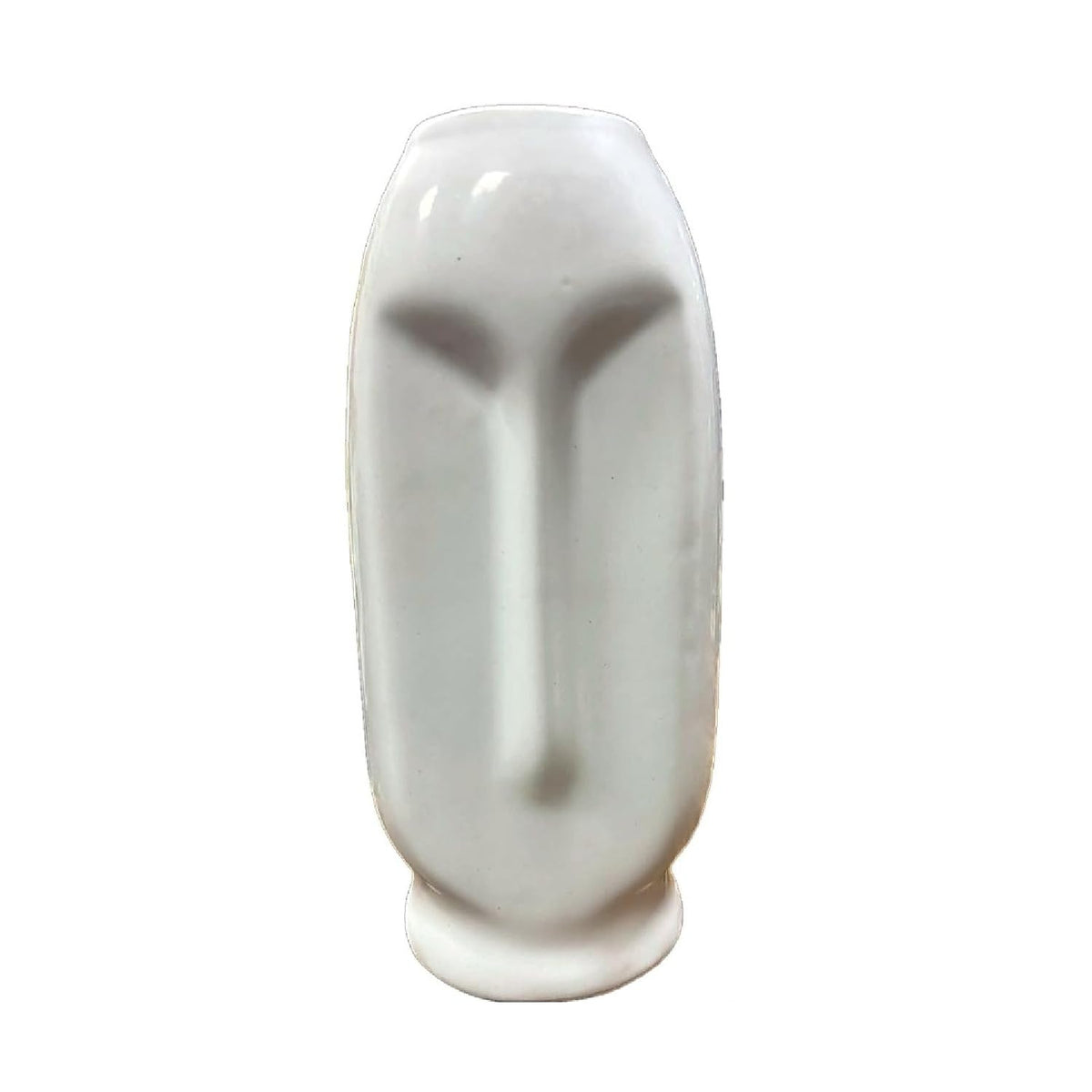 Vibhsa White Ribbed Ceramic Face Vase