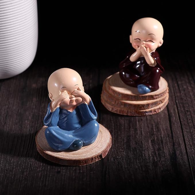 Vibhsa Miniature Buddha Monk Statues – Set of 4, Resin