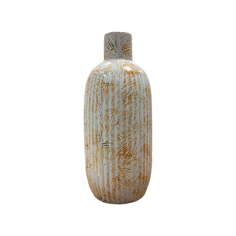Vibhsa Modern Distressed Ribbed Ceramic Flower Vase