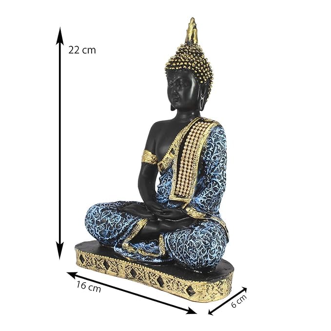 Vibhsa Meditating Buddha Statue – Black, Blue & Gold