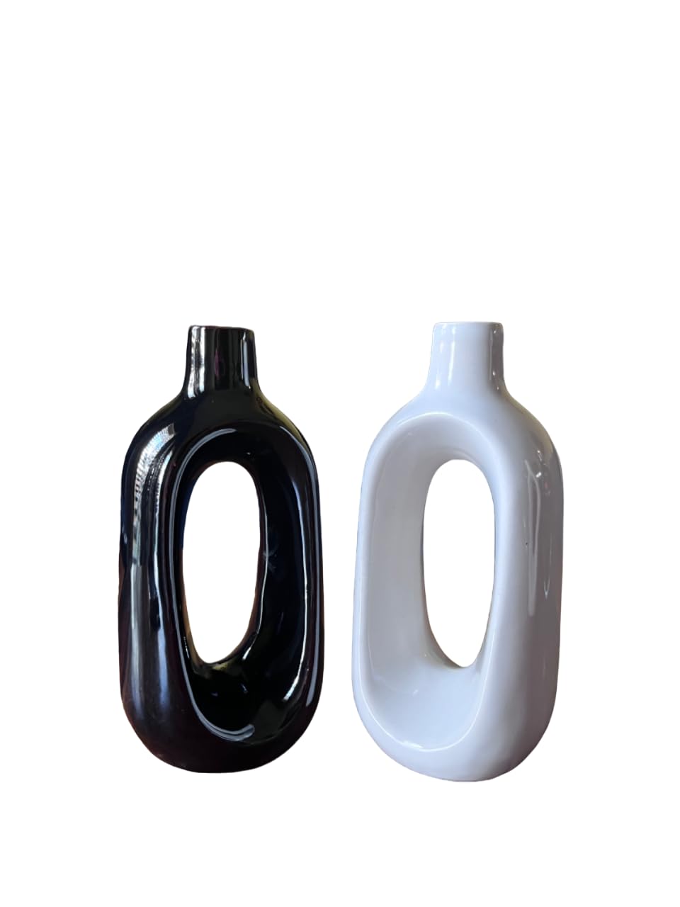 Vibhsa Ceramic Decorative Vase Set – White & Black