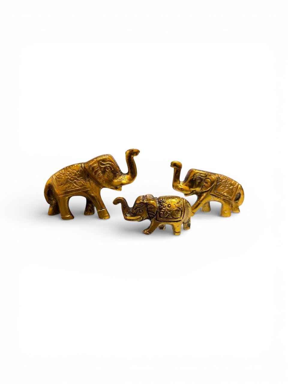 Vibhsa Metal Trunk-Up Elephant Family – Set of 3, Feng Shui Décor