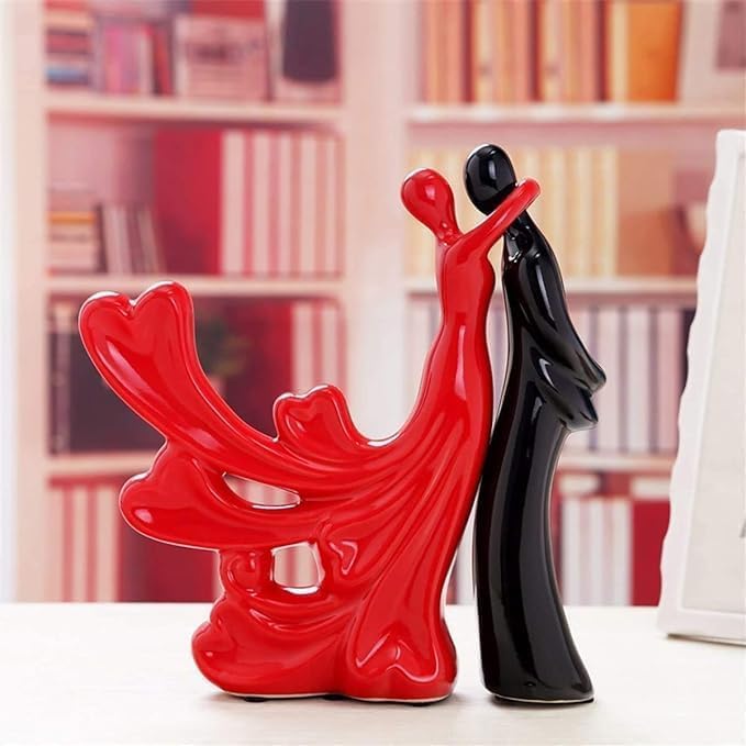 Vibhsa Dancing Couple Ceramic Figurine – Red & Black