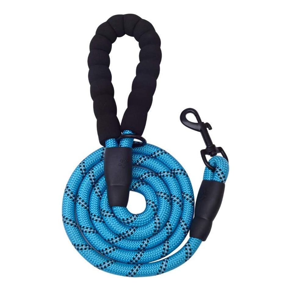 Fido N Feline 6 ft Padded Rope Dog Leash for Medium and Large Dogs - Blue