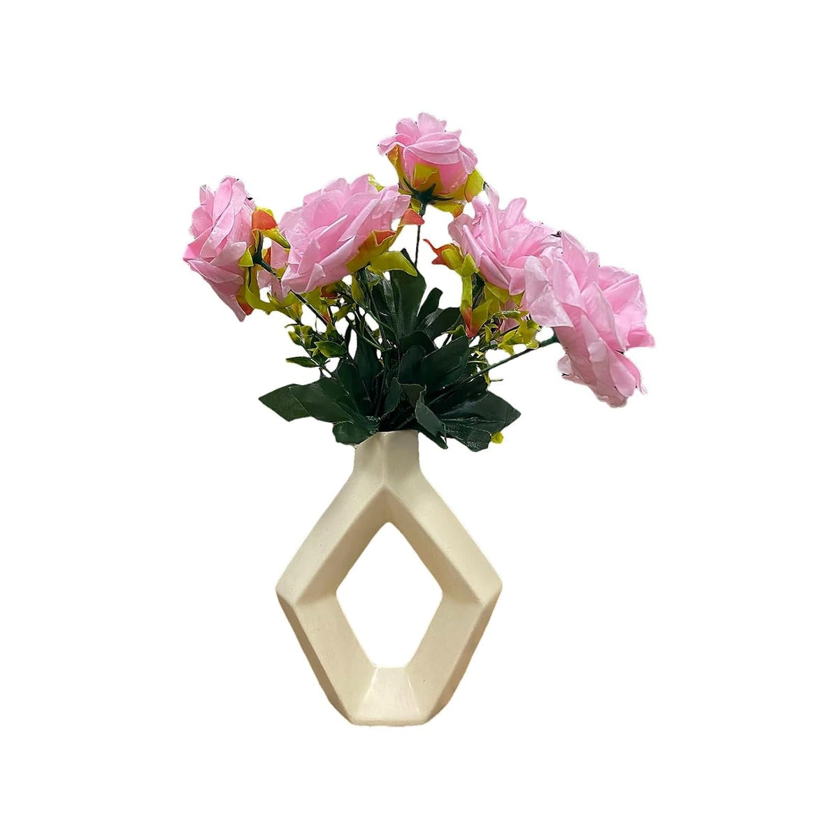 Vibhsa Diamond Open-Center Geometric Ceramic Flower Vase