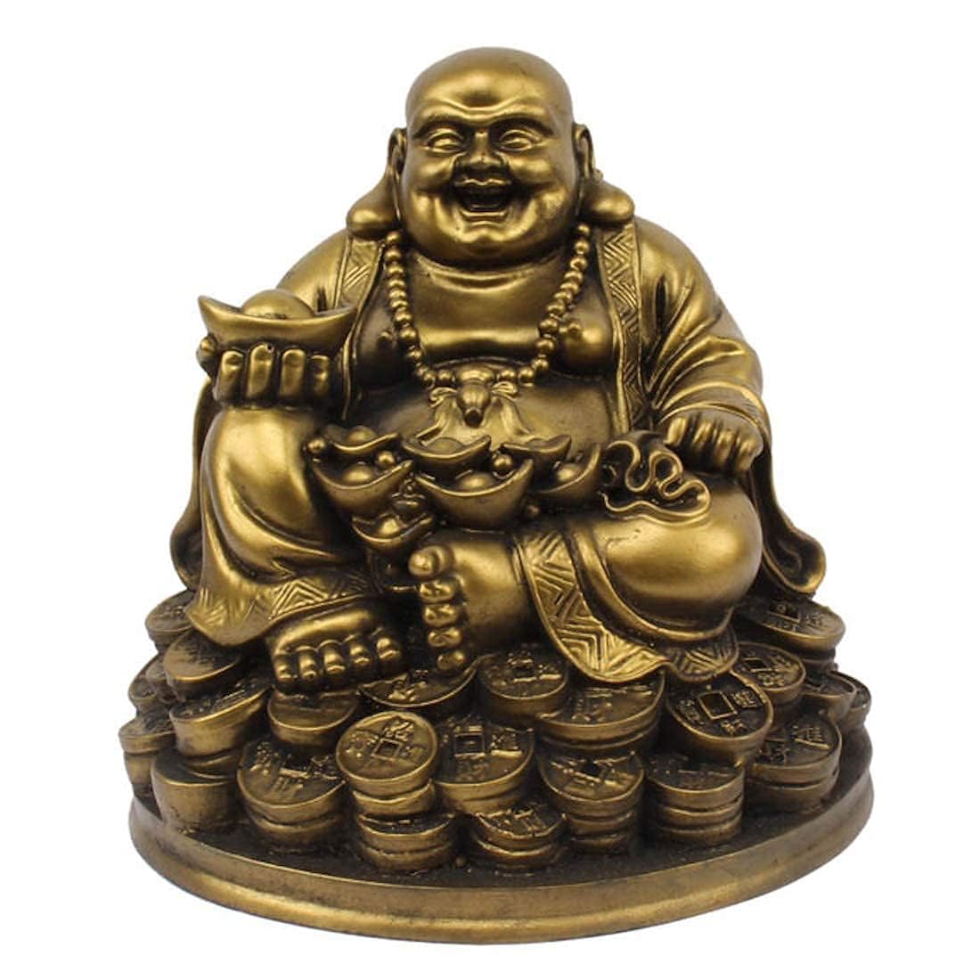 Vibhsa Laughing Buddha on Money Coins – Feng Shui Figurine