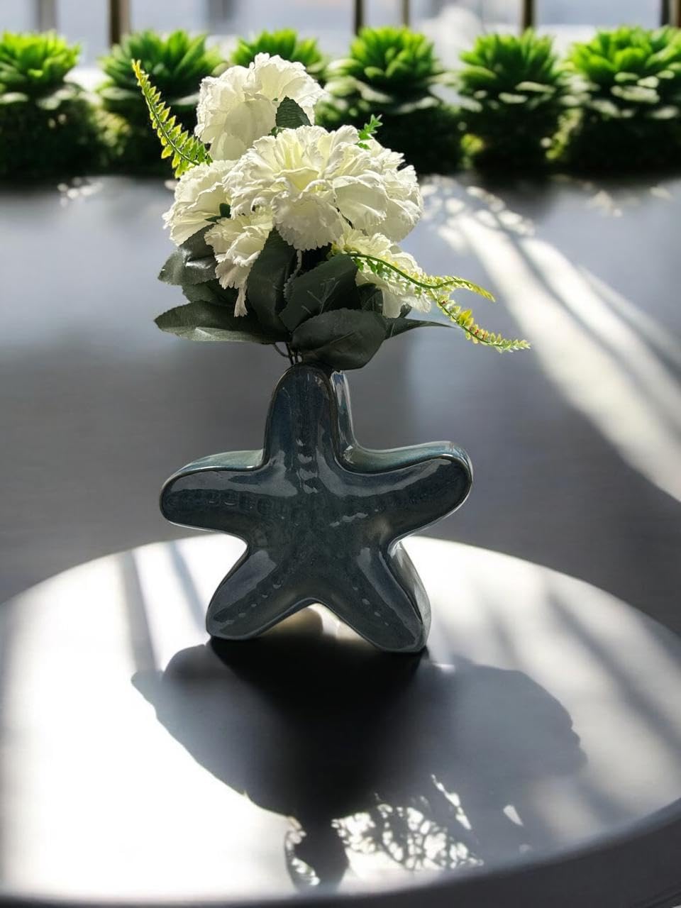 Vibhsa Ceramic Starfish-Shaped Flower Pot for Home & Office Décor