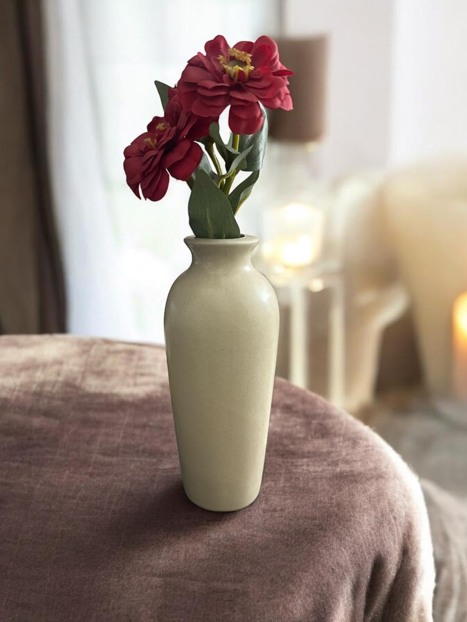 Vibhsa Beige Ceramic Planter Vase for Indoor & Outdoor