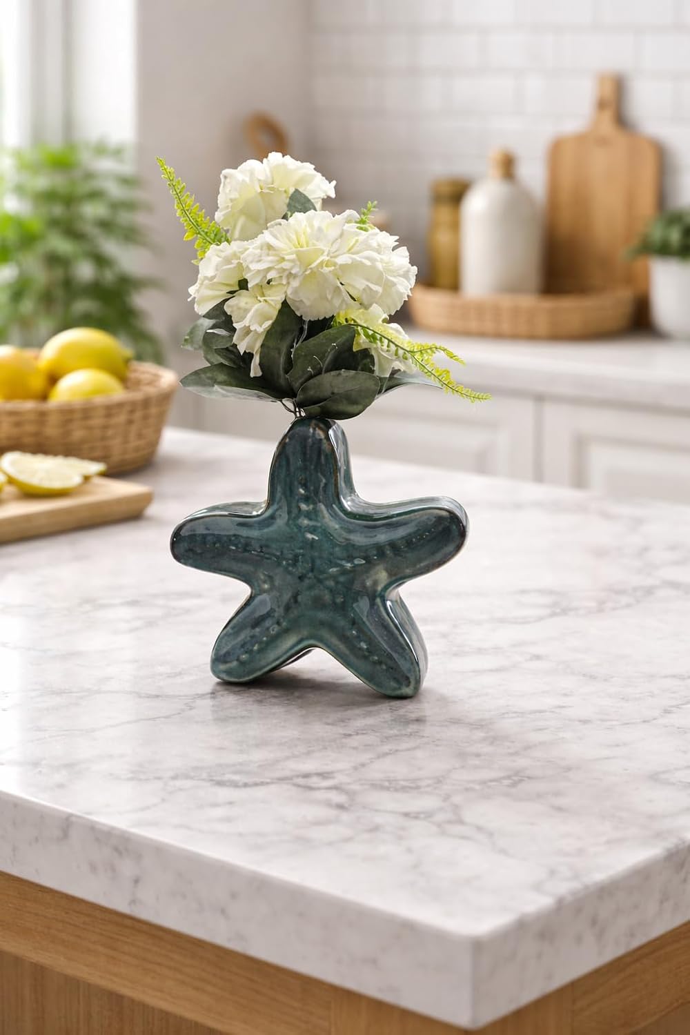 Vibhsa Ceramic Starfish-Shaped Flower Pot for Home & Office Décor