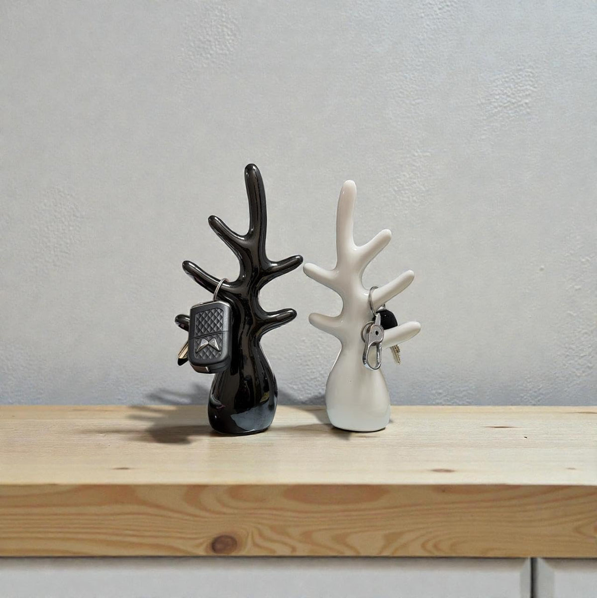 Vibhsa Ceramic Tree Branch Sculptures – Set of 2, White & Black
