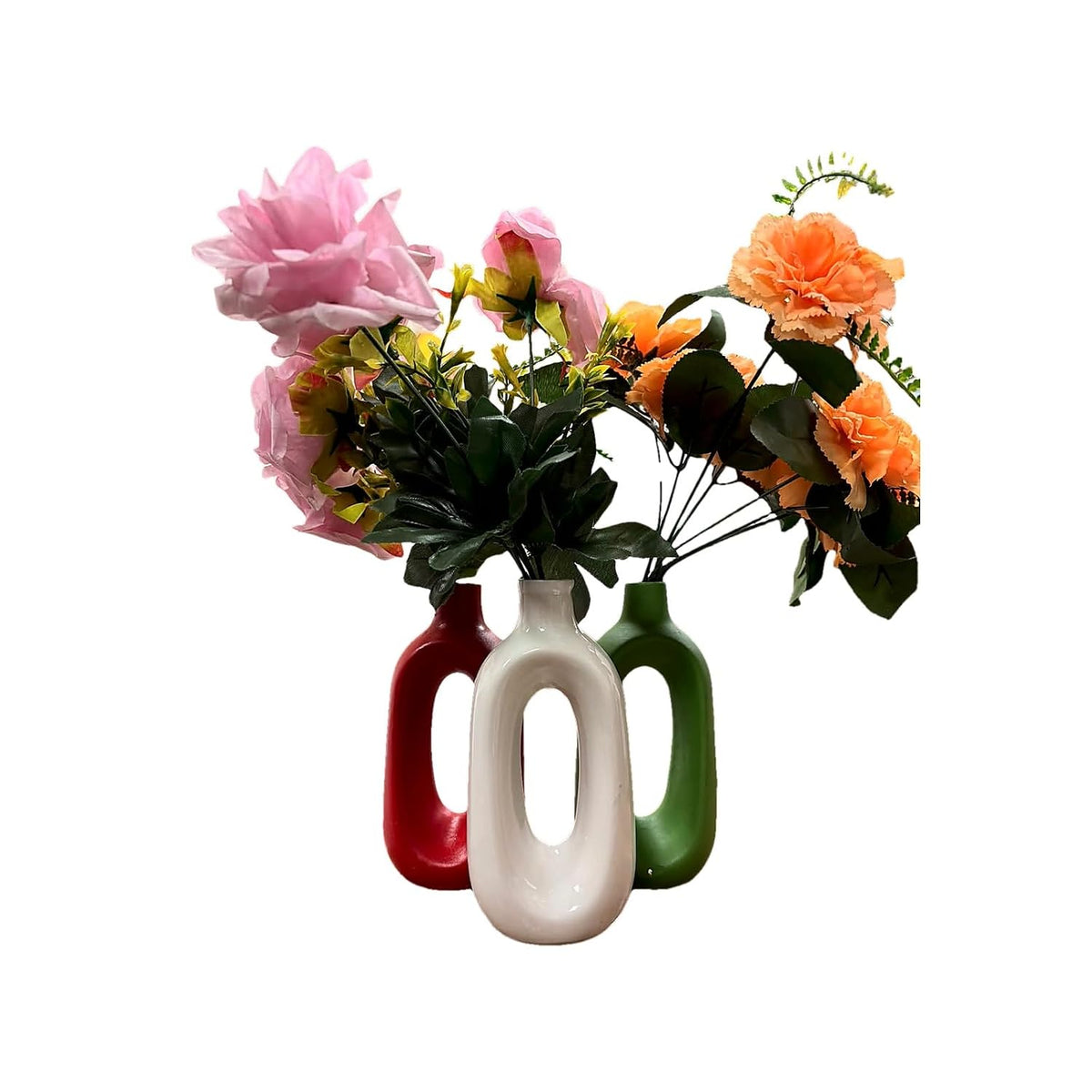 Vibhsa Hollow Handle Ceramic Vase Set of 3