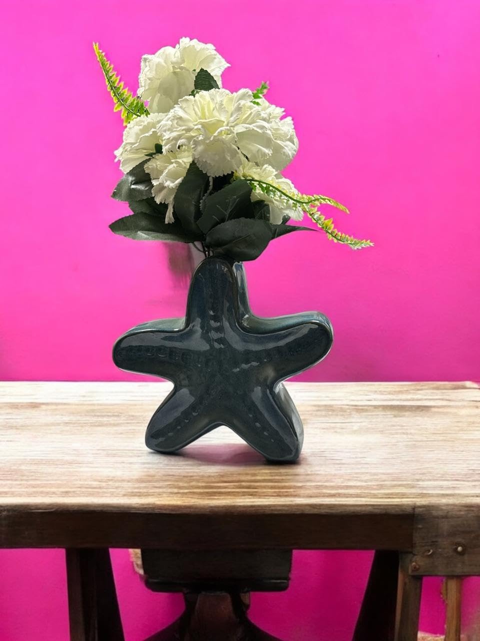 Vibhsa Ceramic Starfish-Shaped Flower Pot for Home & Office Décor