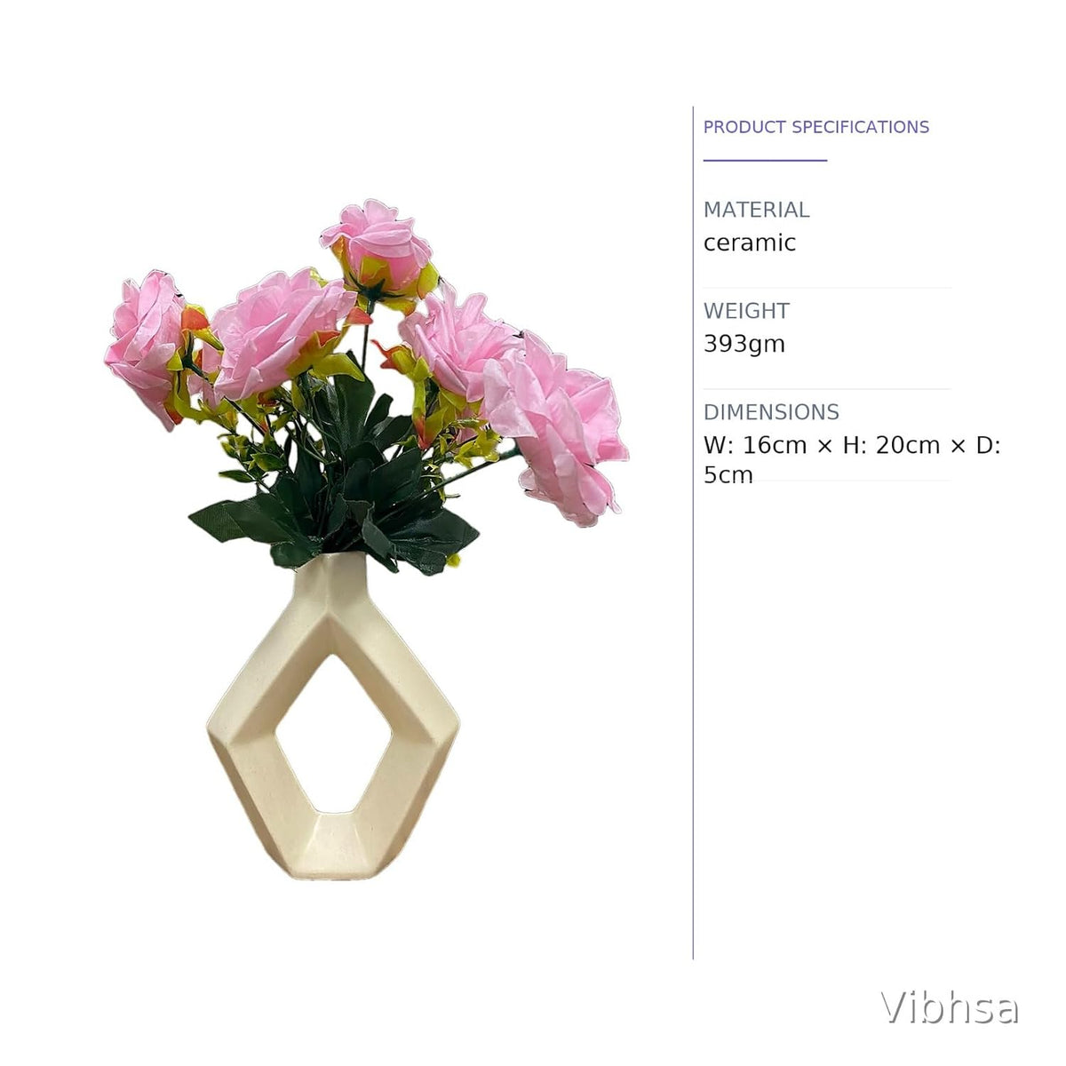 Vibhsa Diamond Open-Center Geometric Ceramic Flower Vase