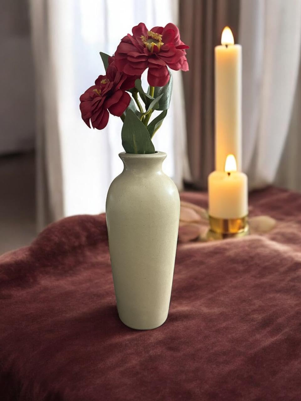 Vibhsa Beige Ceramic Planter Vase for Indoor & Outdoor