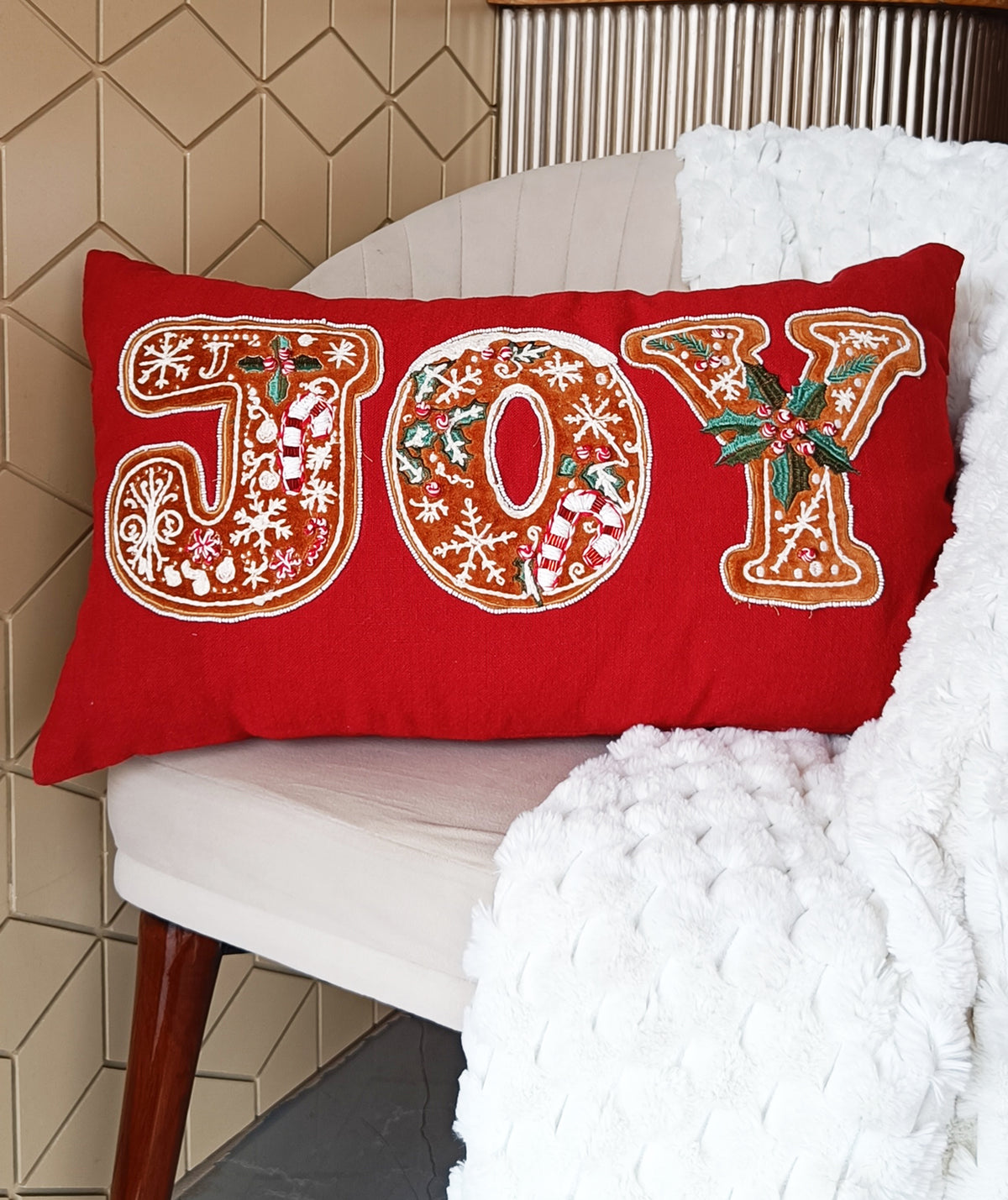 VIbhsa JOY Christmas Pillow 14" x 24"