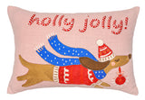 Holly Jolly Dog Christmas Pillow 14" x 20"