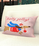 Holly Jolly Dog Christmas Pillow 14" x 20"