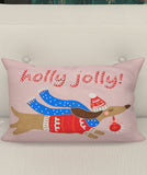 Holly Jolly Dog Christmas Pillow 14" x 20"