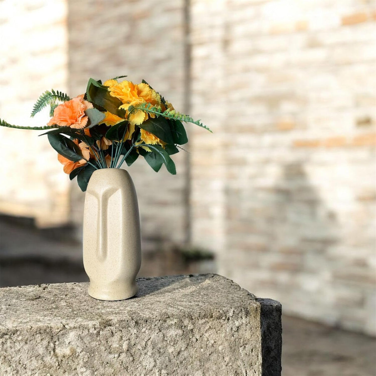 Vibhsa White Ceramic Face Vase