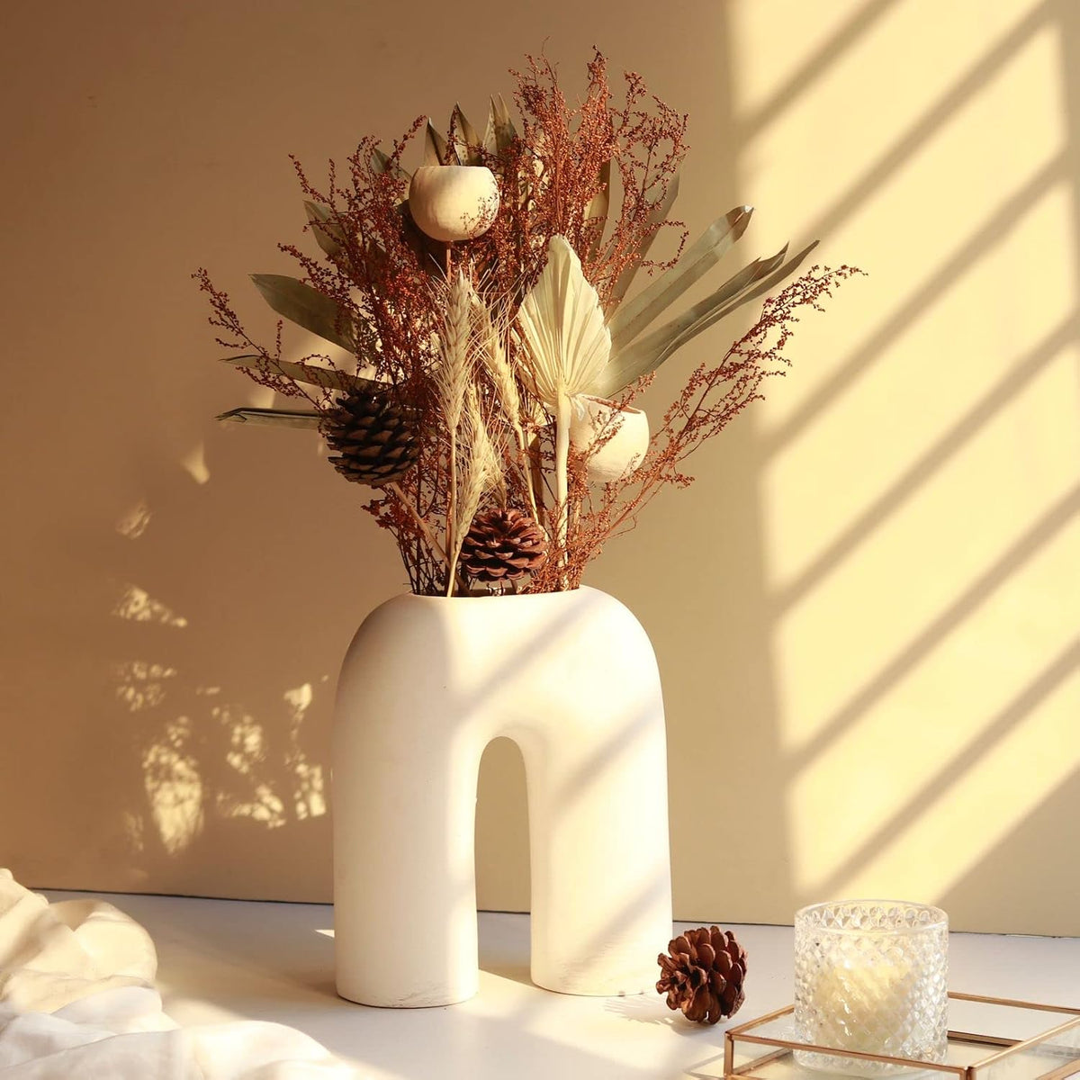 Vibhsa Inverted U Shape Ceramic Minimalist Aesthetic Flower Vase