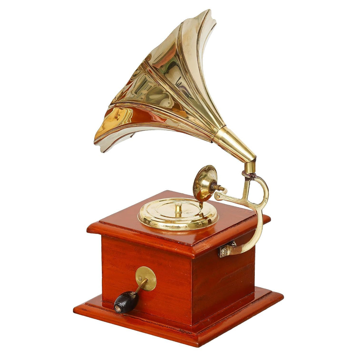 Vibhsa Brass Vintage Gramophone Showpiece – Antique Gold