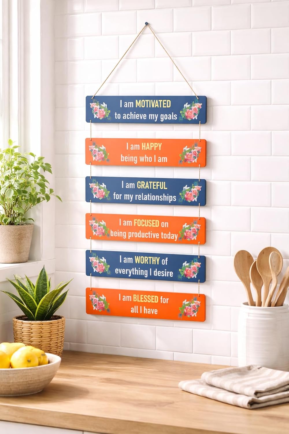 Vibhsa Positive Quote Wooden Wall Hanging – Love & Family