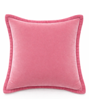Soft Pink Plaid Textured Velvet Flange Decorative Pillow, 20" x 20"