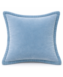 Soft Plaid Blue Textured Velvet Flange Decorative Pillow, 20" x 20"