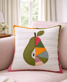 textured stripe embroidered decorative pillow