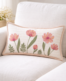 Poppy Garden Spring Embroidered Decorative Lumbar Pillow, 14" x 24"
