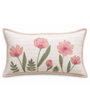Poppy Garden Spring Embroidered Decorative Lumbar Pillow, 14" x 24"