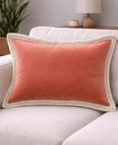Solid Velvet Pick-Stitch Decorative Lumbar Pillow 14 x 20