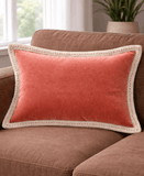 Solid Velvet Pick-Stitch Decorative Lumbar Pillow 14 x 20