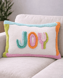 Playful Tufted JOY Decorative Lumbar Pillow 14 x 20