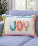 Playful Tufted JOY Decorative Lumbar Pillow 14 x 20