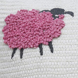 Whimsical Sheep Embroidered Decorative Lumbar Pillow, 14" x 20"