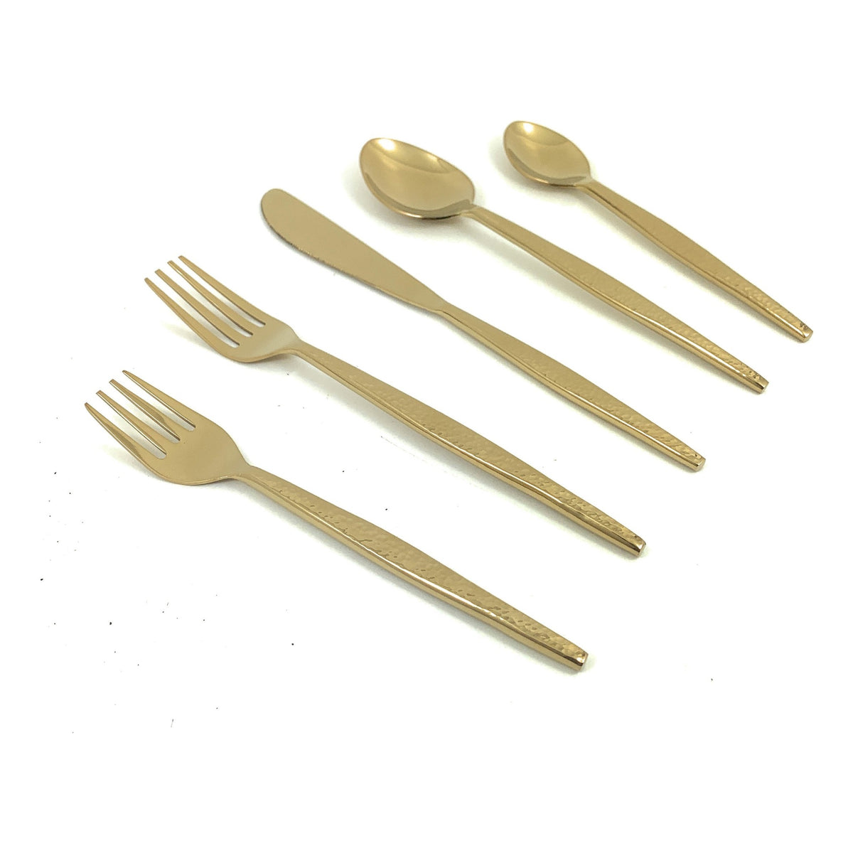 Vibhsa 20 Piece Gold Flatware Set, Service for 4-Hammered