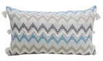 Chevron Throw Pillow for Sofa with Braid and Tassels 14"x24"