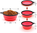 5" Portable and Foldable Small Dog Bowl-Red set of 5