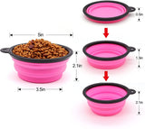 5" Portable and Foldable Small Dog Bowl-Pink set of 5