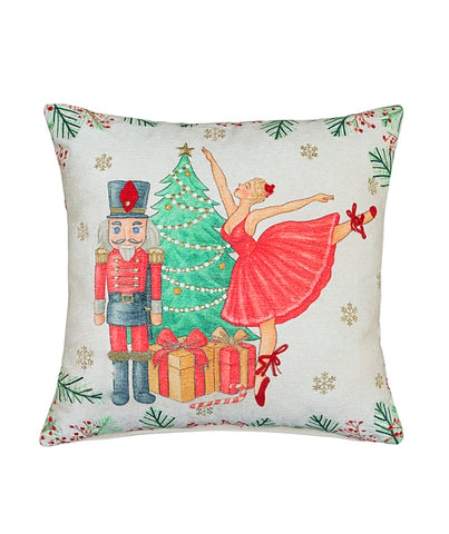 Alpine Holiday Nutcracker Ballet Ballerina Holiday Pillow, 20" x 20"