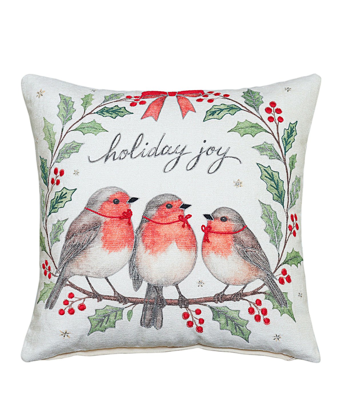 Vibhsa Joyful Birds Holiday Pillow 20 x 20