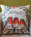 Alpine Holiday Joyful Birds Holiday Pillow, 20" x 20"