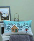 Alpine Holiday Christmas Skier Decorative Pillow, 14"X24"