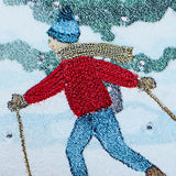 Alpine Holiday Christmas Skier Decorative Pillow, 14"X24"