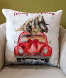 Alpine Holiday Merry Christmas Ride Holiday Pillow, 20" x 20"